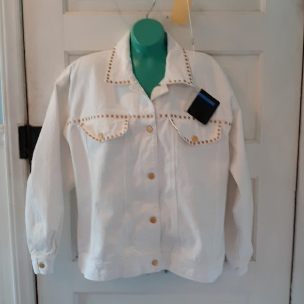 Vintage 80s I.B.Diffusion white denim jean jacket
